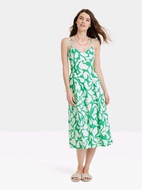 A new day Green and White Printed Midi Sundress size XL